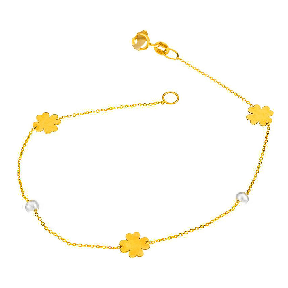 Βραχιόλι Γυναικείο Κίτρινο Χρυσό με μαργαριτάρι κ.14 , Gatsa ,κωδ. 40.184