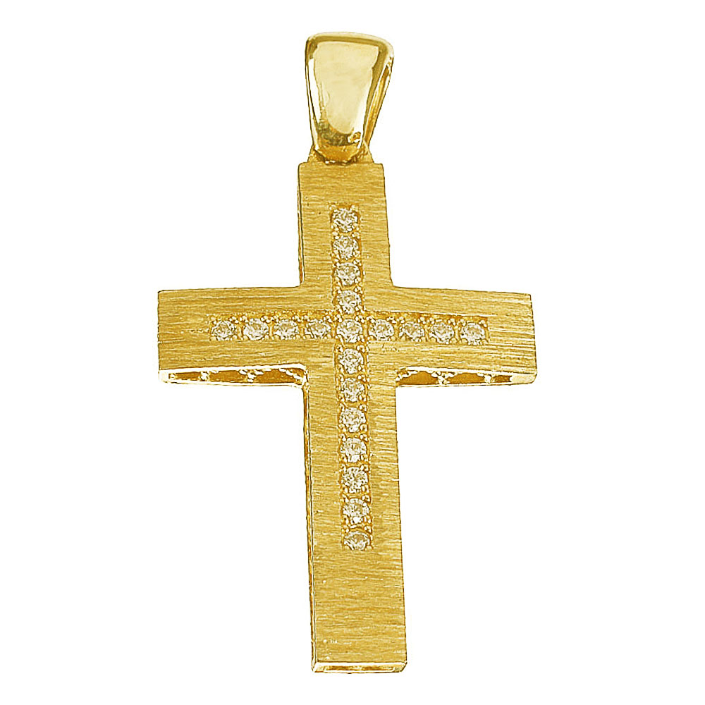 Σταυρός Γυναικείος σε Κίτρινο Χρυσό κ14 χωρίς αλυσίδα Gatsa κωδ ΣΤ1138
