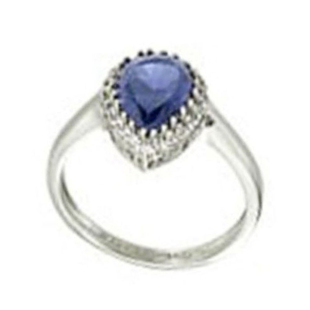 Δαχτυλίδι Μονόπετρο Λευκόχρυσο με μπλε Ζιργκόν πέτρα 14Κ, Νο54,GATSA, κωδ. D042228-14