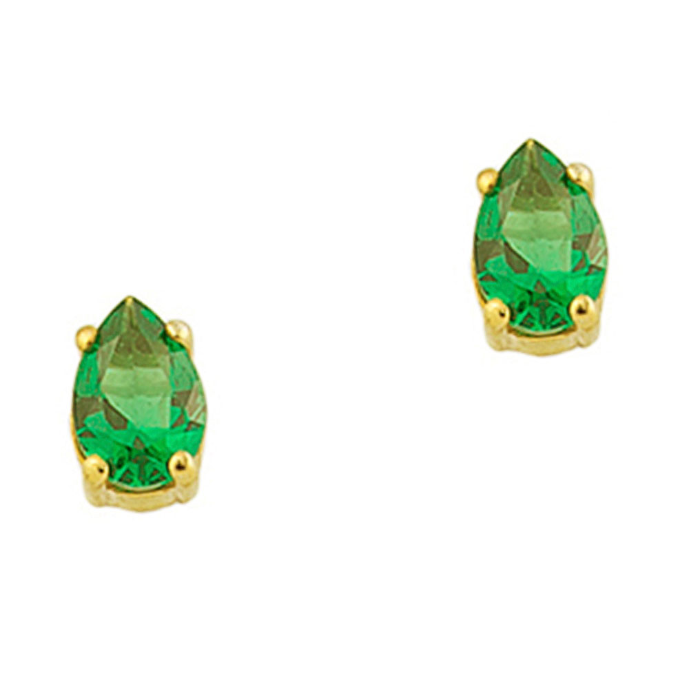 Σκουλαρίκια με πράσινο Zirgon, καρφωτό, κ.14, Al’oro, AX2506S