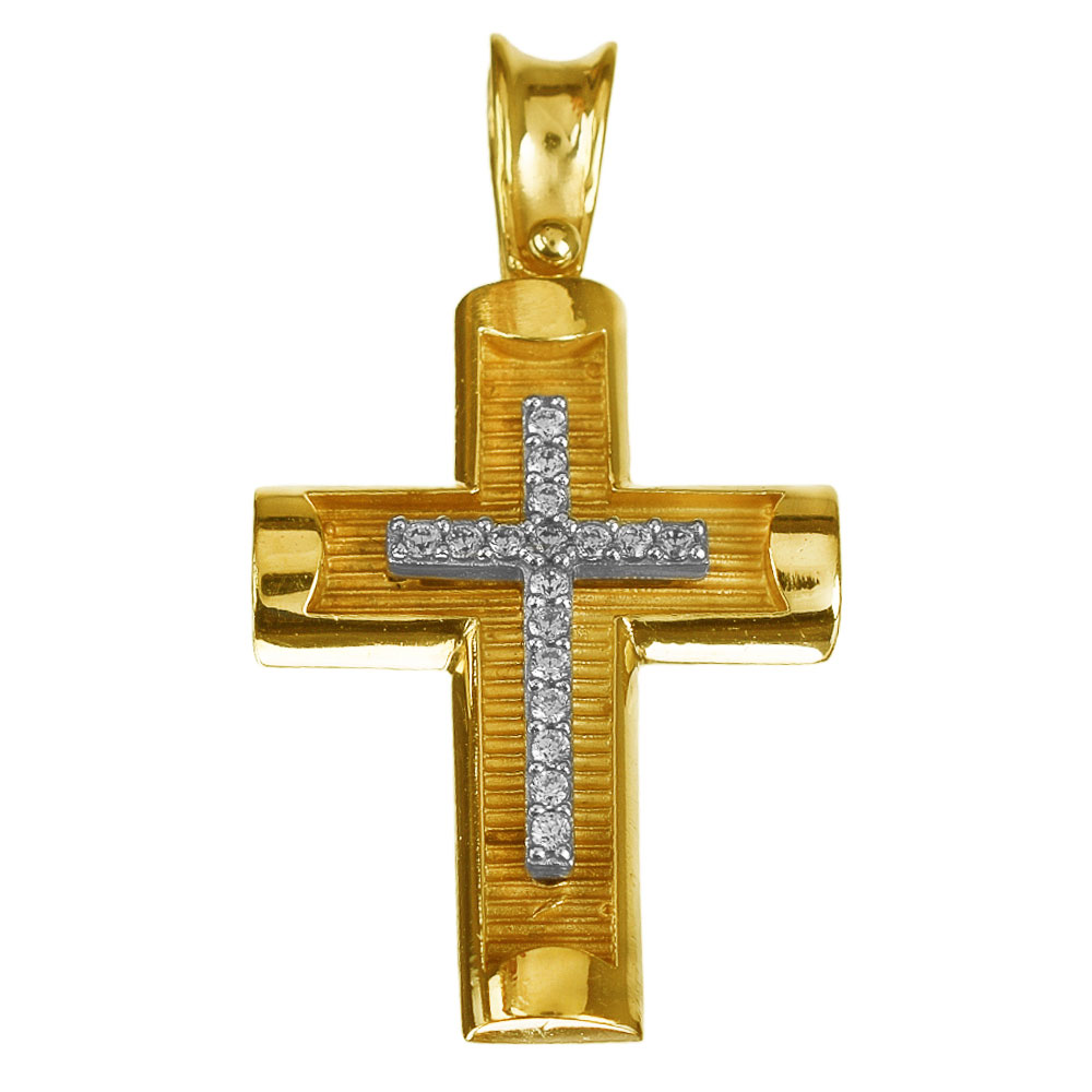 Σταυρός Γυναικείος Κίτρινος Χρυσός χωρίς αλυσίδα κ14 Gatsa κωδ ΣΤ1258