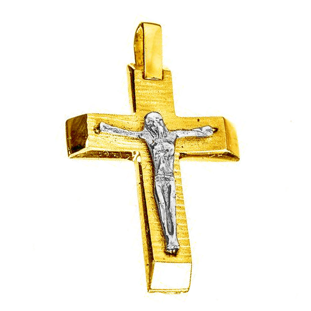 Σταυρός Ανδρικός Δίχρωμος με Εσταυρωμένο χωρίς αλυσίδα κ14 Gatsa κωδ ΣΤ0936