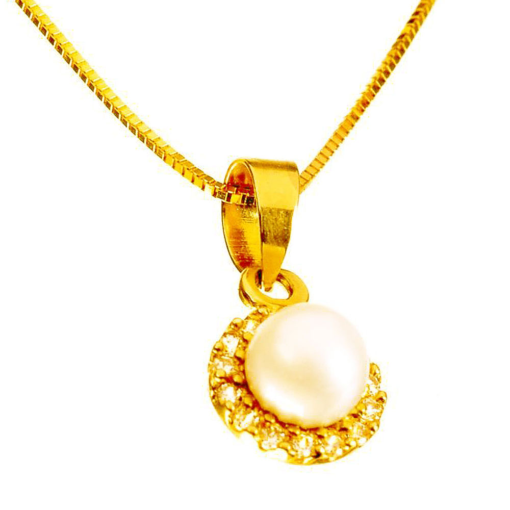 Κολιέ Κίτρινο Χρυσό με μαργαριτάρι κ14 Gatsa ΚΛ1164