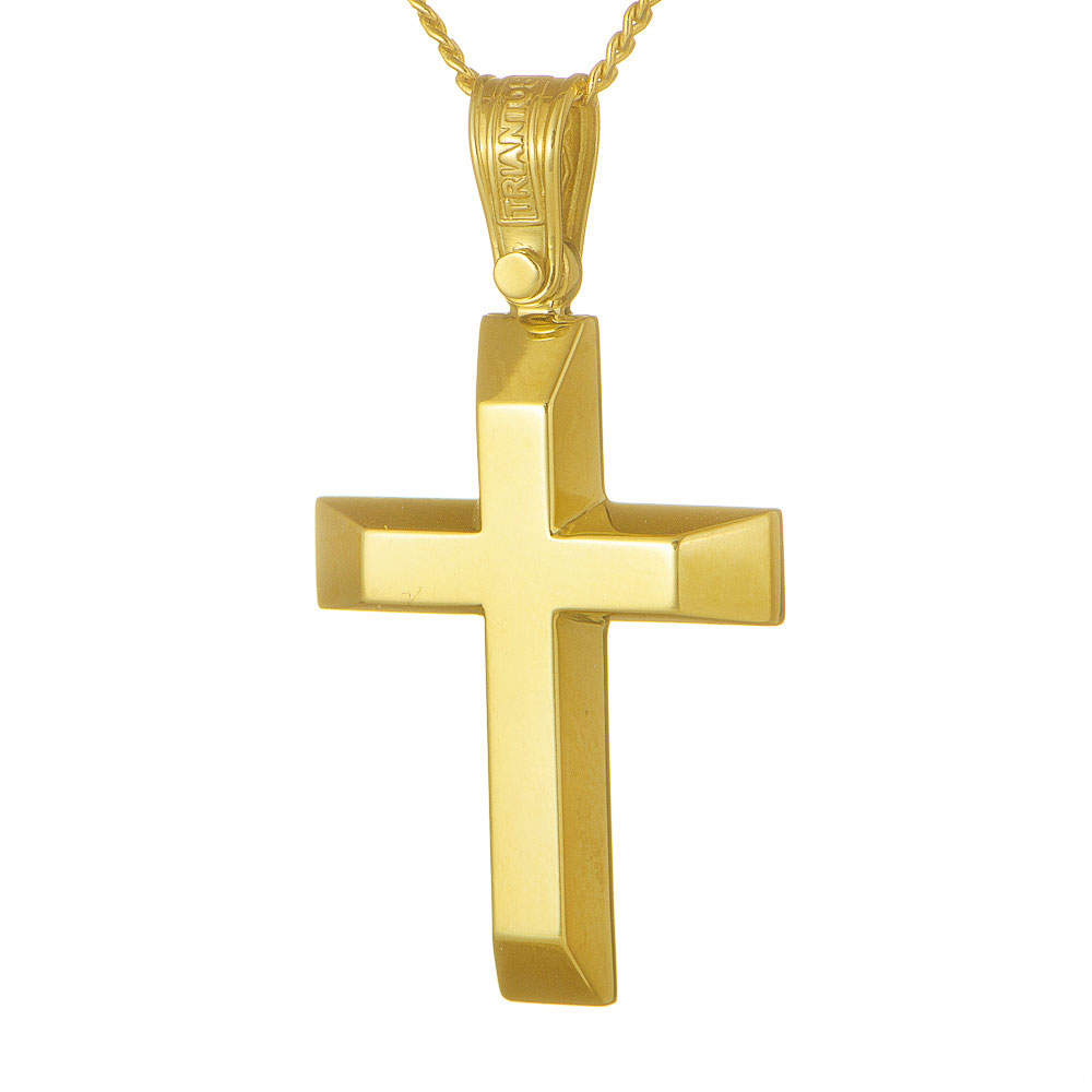 Σταυρός Ανδρικός σε Κίτρινο Χρυσό Κλασσικός χωρίς αλυσίδα Κ14, TRIANTOS, κωδ ΣΤΔ011Τ