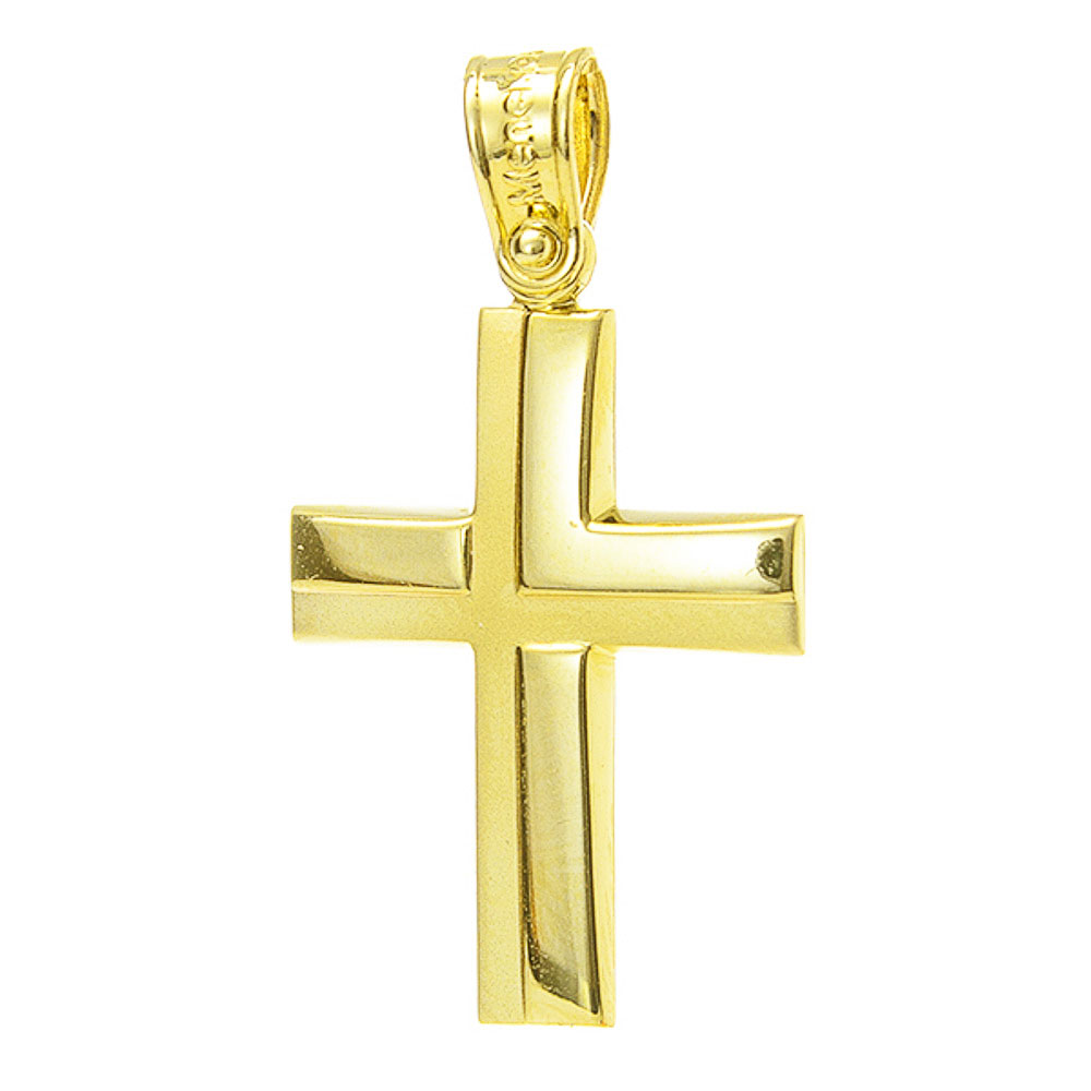 Σταυρός Ανδρικός σε Κίτρινο Χρυσό χωρίς αλυσίδα κ.14, Menekou κωδ ΣΤΔ055