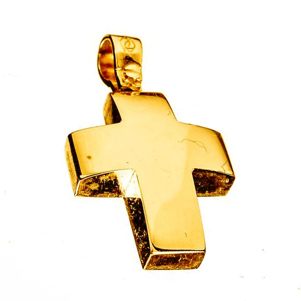 Σταυρός Ανδρικός Λουστρέ Κίτρινος Χρυσός χωρίς αλυσίδα κ14 Gatsa κωδ ΣΤΚ0942
