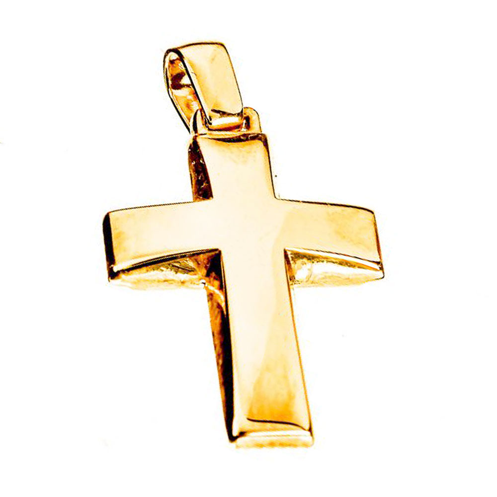 Σταυρός Ανδρικός Κίτρινος Διπλής Όψεως Χρυσός χωρίς αλυσίδα κ14 Gatsa κωδ ΣΤΚ0955