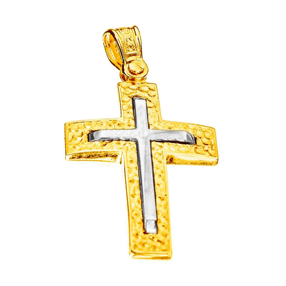 Σταυρός Ανδρικός Δίχρωμος Χρυσός χωρίς αλυσίδα κ14 Gatsa κωδ ΣΤ0966