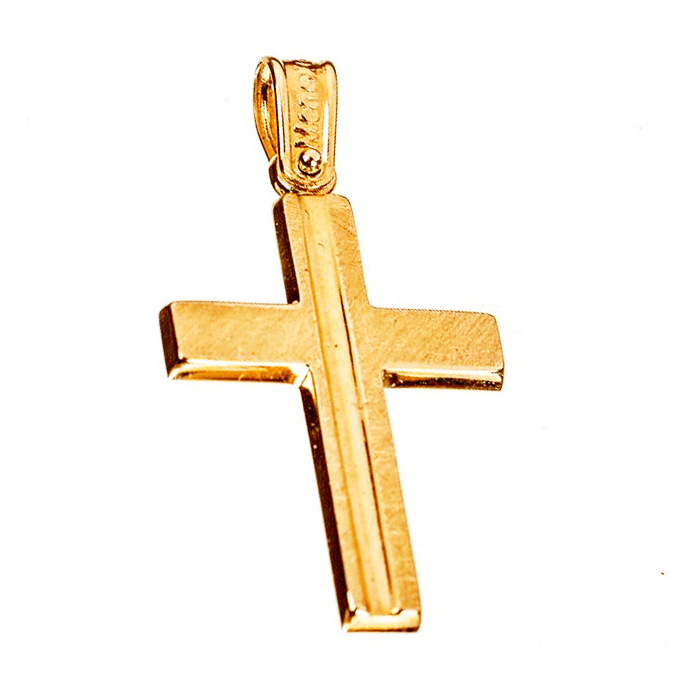 Σταυρός Ανδρικός Κίτρινος Χρυσός χωρίς αλυσίδα κ14 Menekou κωδ ΣΤ0975