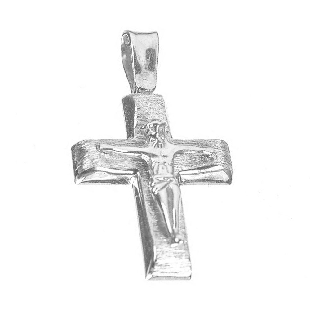 Σταυρός Ανδρικός με Εσταυρωμένο Λευκόχρυσος χωρίς αλυσίδα κ14 Gatsa κωδ ΣΤΛ0990