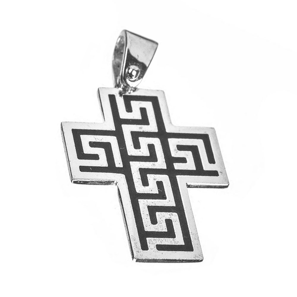 Σταυρός Ανδρικός Λευκόχρυσος κ14 με σμάλτο χωρίς αλυσίδα Μαίανδρος Gatsa ΣΤΛ0992