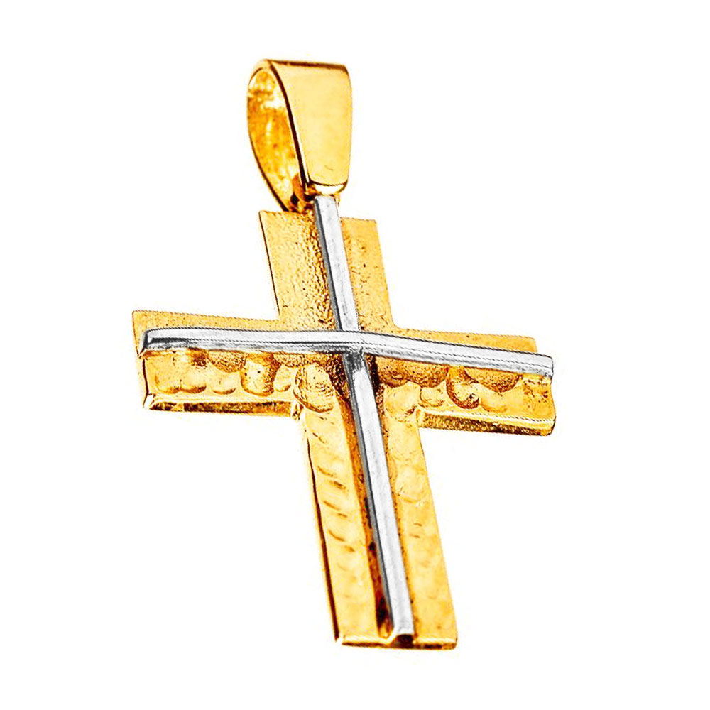 Σταυρός Ανδρικός Δίχρωμος Χρυσός χωρίς αλυσίδα κ14 Gatsa κωδ ΣΤ1000