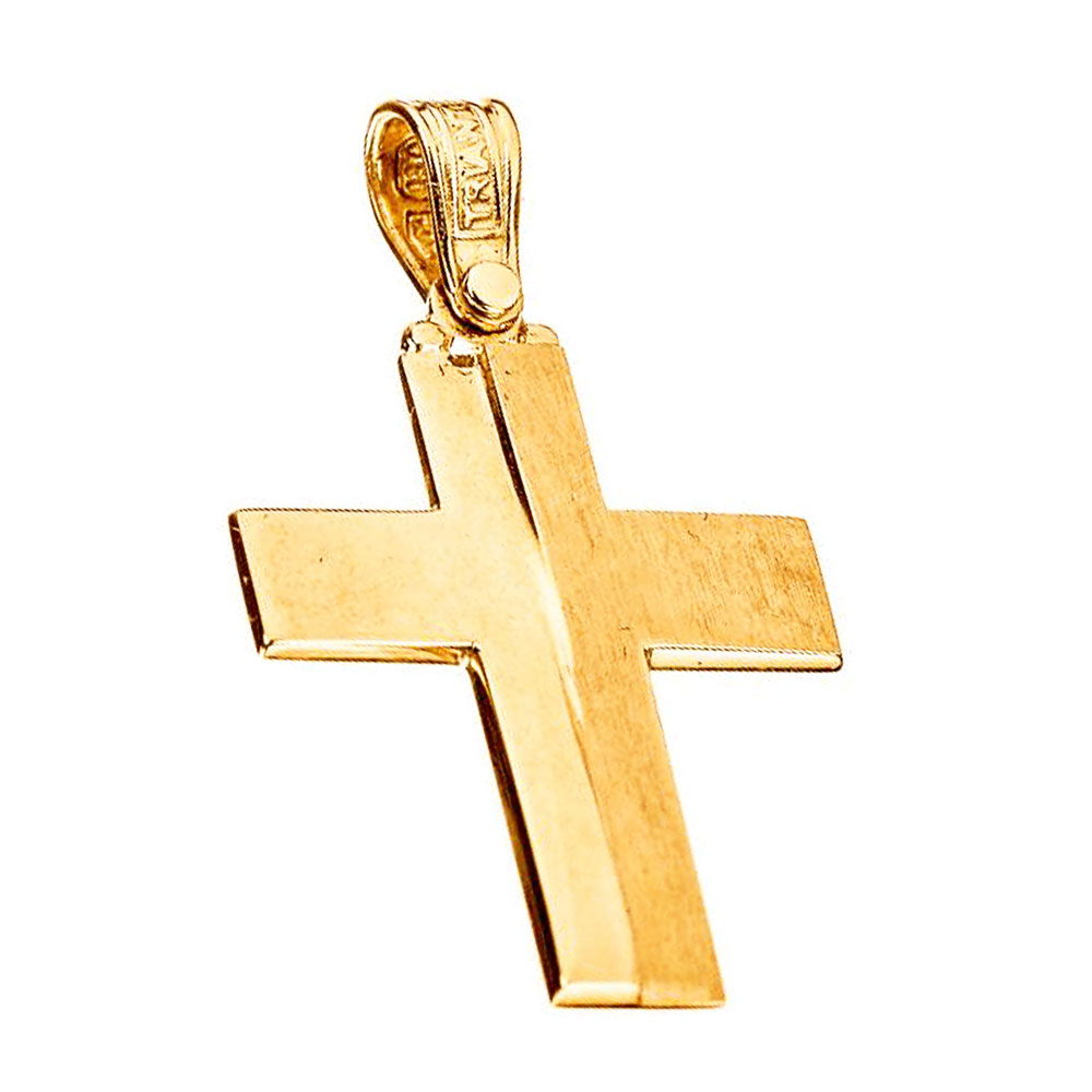 Σταυρός Ανδρικός κ14 Κίτρινος Χρυσός χωρίς αλυσίδα Triantos κωδ ΣΤ1007