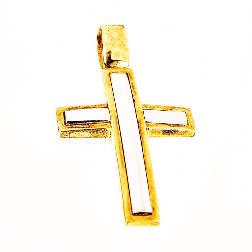 Σταυρός Ανδρικός Δίχρωμος Χρυσός χωρίς αλυσίδα κ14 Gatsa κωδ ΣΤ1128