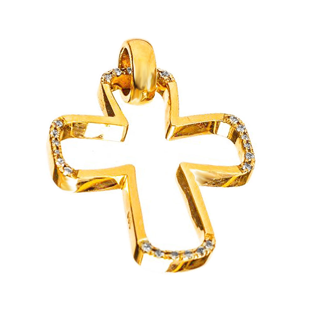 Σταυρός Χειροποίητος Γυναικείος Κίτρινος Χρυσός χωρίς αλυσίδα κ14 Gatsa κωδ ΣΤ1140