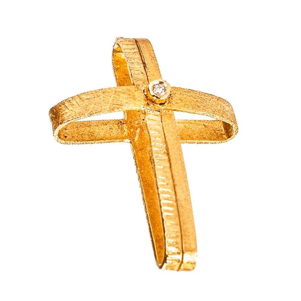 Σταυρός Γυναικείος Κίτρινος Χρυσός χωρίς αλυσίδα κ14 Gatsa κωδ ΣΤ1182