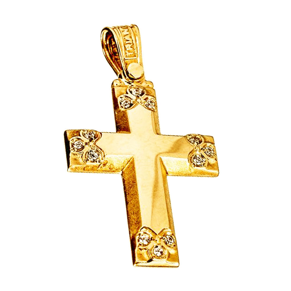 Σταυρός Γυναικείος Κίτρινος Χρυσός χωρίς αλυσίδα κ14 Triantos κωδ ΣΤ1199