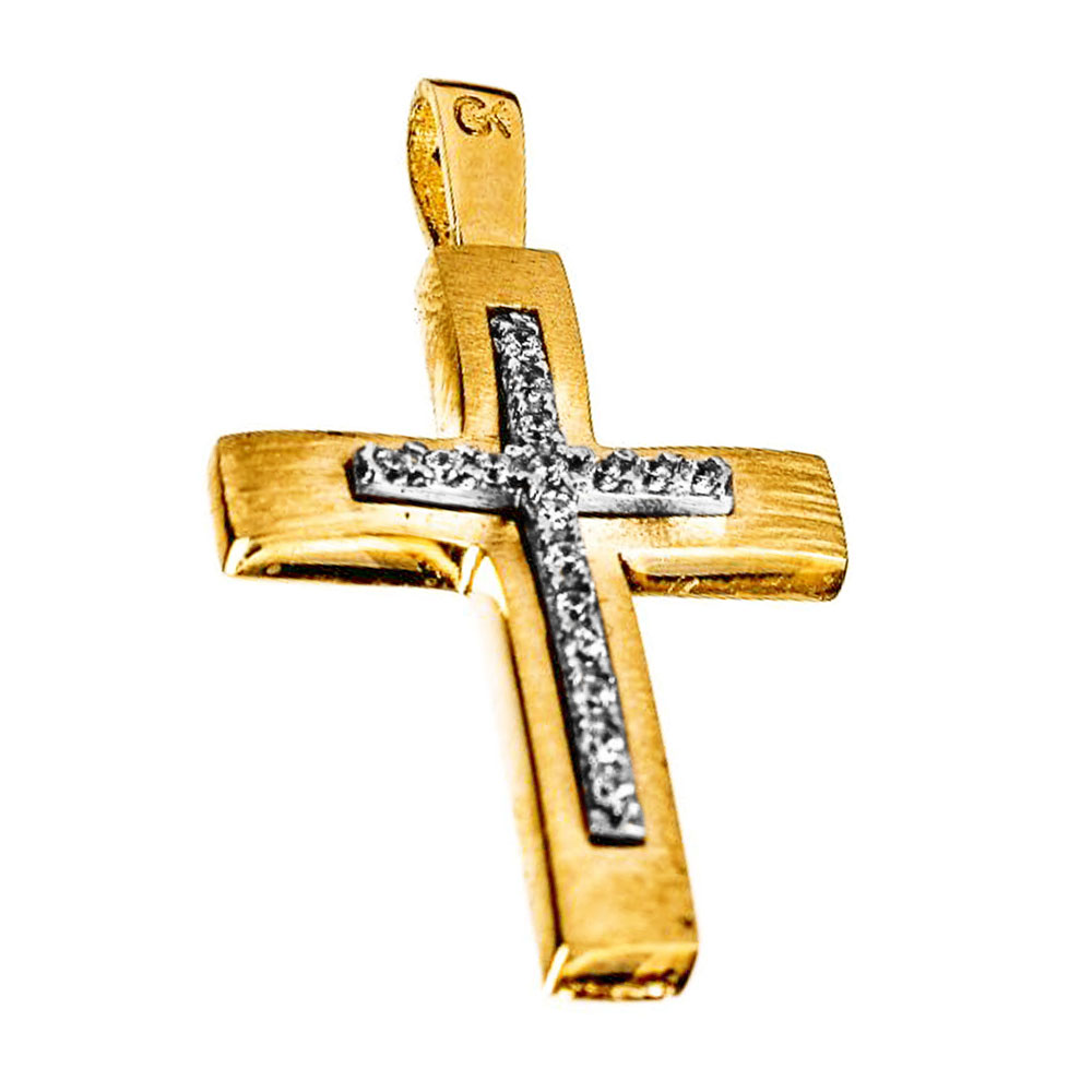 Σταυρός Γυναικείος Κίτρινος Χρυσός χωρίς αλυσίδα κ14 Gatsa κωδ ΣΤ1221