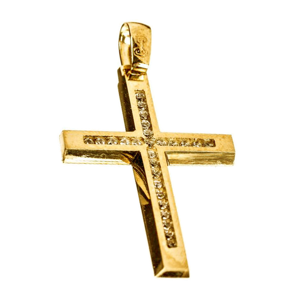 Σταυρός Γυναικείος Κίτρινος Χρυσός χωρίς αλυσίδα κ14 Gatsa κωδ ΣΤ1228