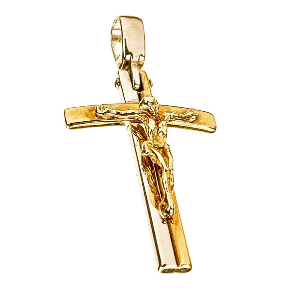 Σταυρός Ανδρικός Δίχρωμος Χρυσός κ14 με Εσταυρωμένο χωρίς αλυσίδα Gatsa κωδ ΣΤ1044