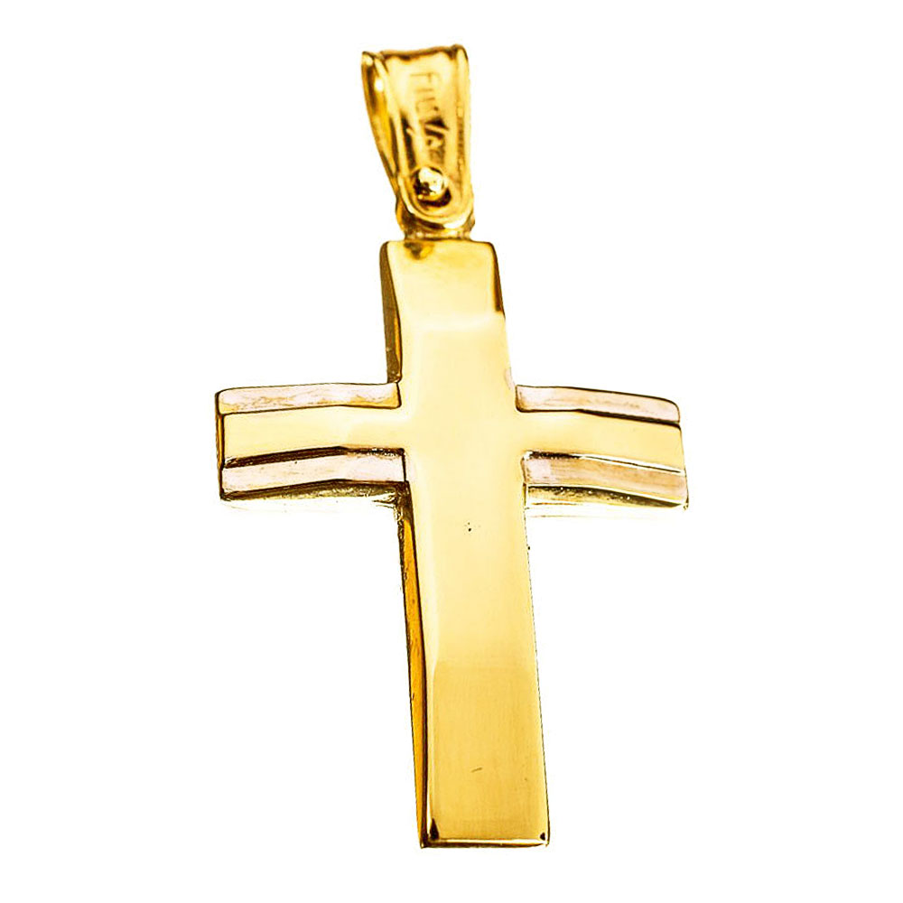 Σταυρός Ανδρικός Δίχρωμος Χρυσός χωρίς αλυσίδα κ14 Filva κωδ ΣΤ0087