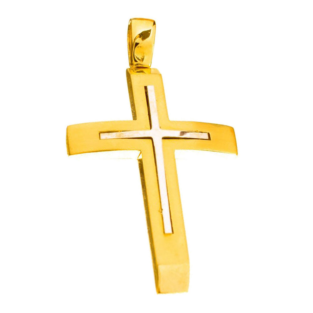 Σταυρός Ανδρικός Δίχρωμος Χρυσός χωρίς αλυσίδα κ14 Gatsa κωδ ΣΤ0080