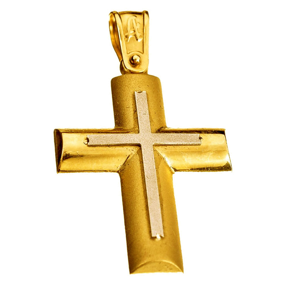 Σταυρός Ανδρικός κ14 Δίχρωμος Χρυσός χωρίς αλυσίδα Gatsa κωδ ΣΤ0161