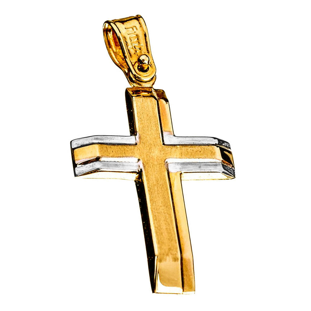 Σταυρός Γυναικείος Δίχρωμος Χρυσός κ14 χωρίς αλυσίδα Gatsa κωδ ΣΤ0154