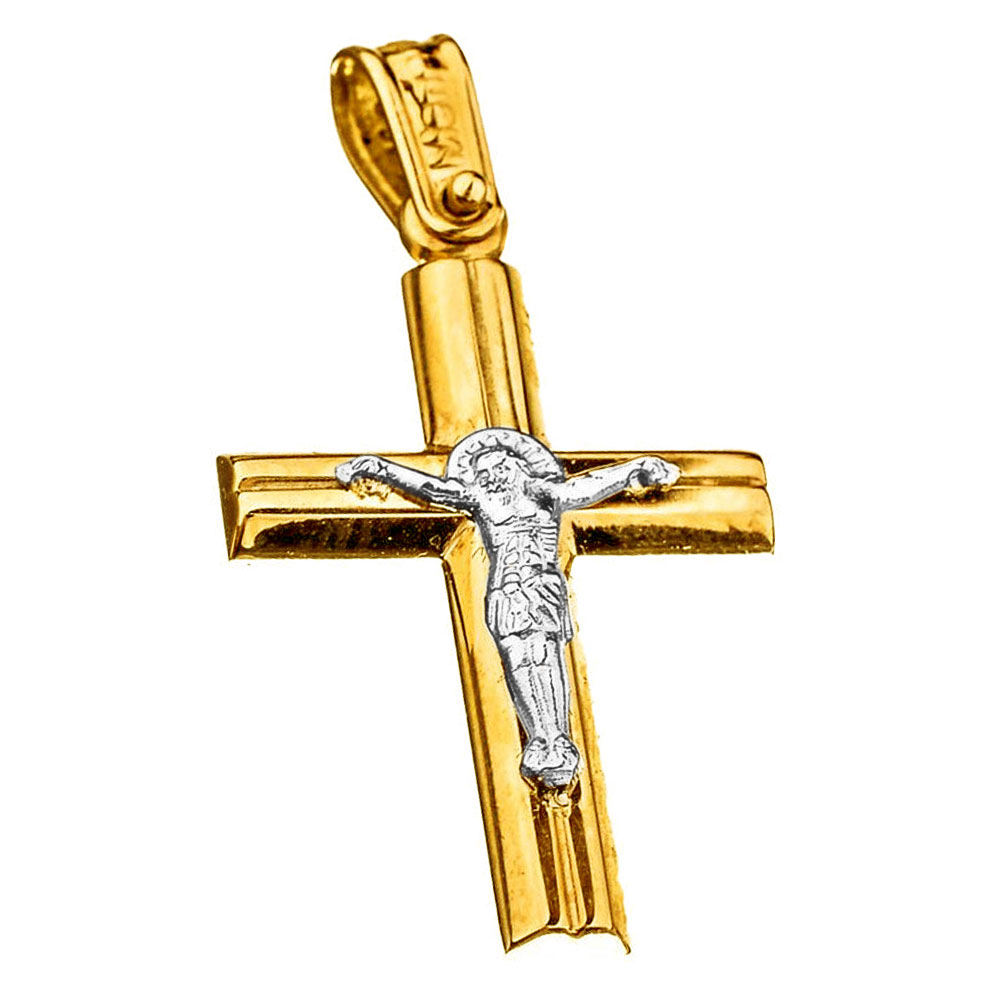 Σταυρός Γυναικείος Δίχρωμος με Εσταυρωμένο χωρίς αλυσίδα κ14 Menekou κωδ ΣΤ0158