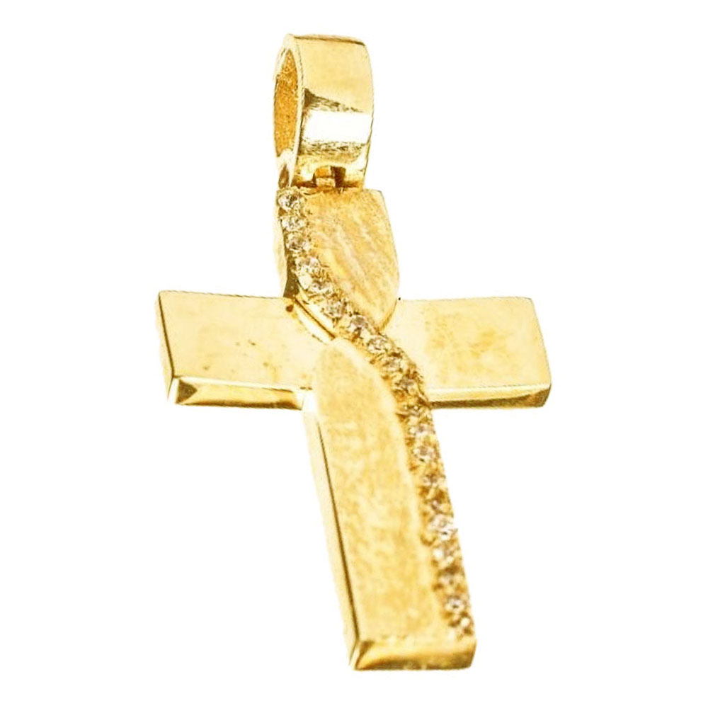 Σταυρός Γυναικείος Κίτρινος Χρυσός χωρίς αλυσίδα κ14 Gatsa κωδ ΣΤ1080