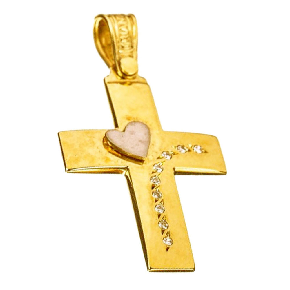 Σταυρός Γυναικείος Κίτρινος Χρυσός χωρίς αλυσίδα κ14 Triantos κωδ ΣΤ1068