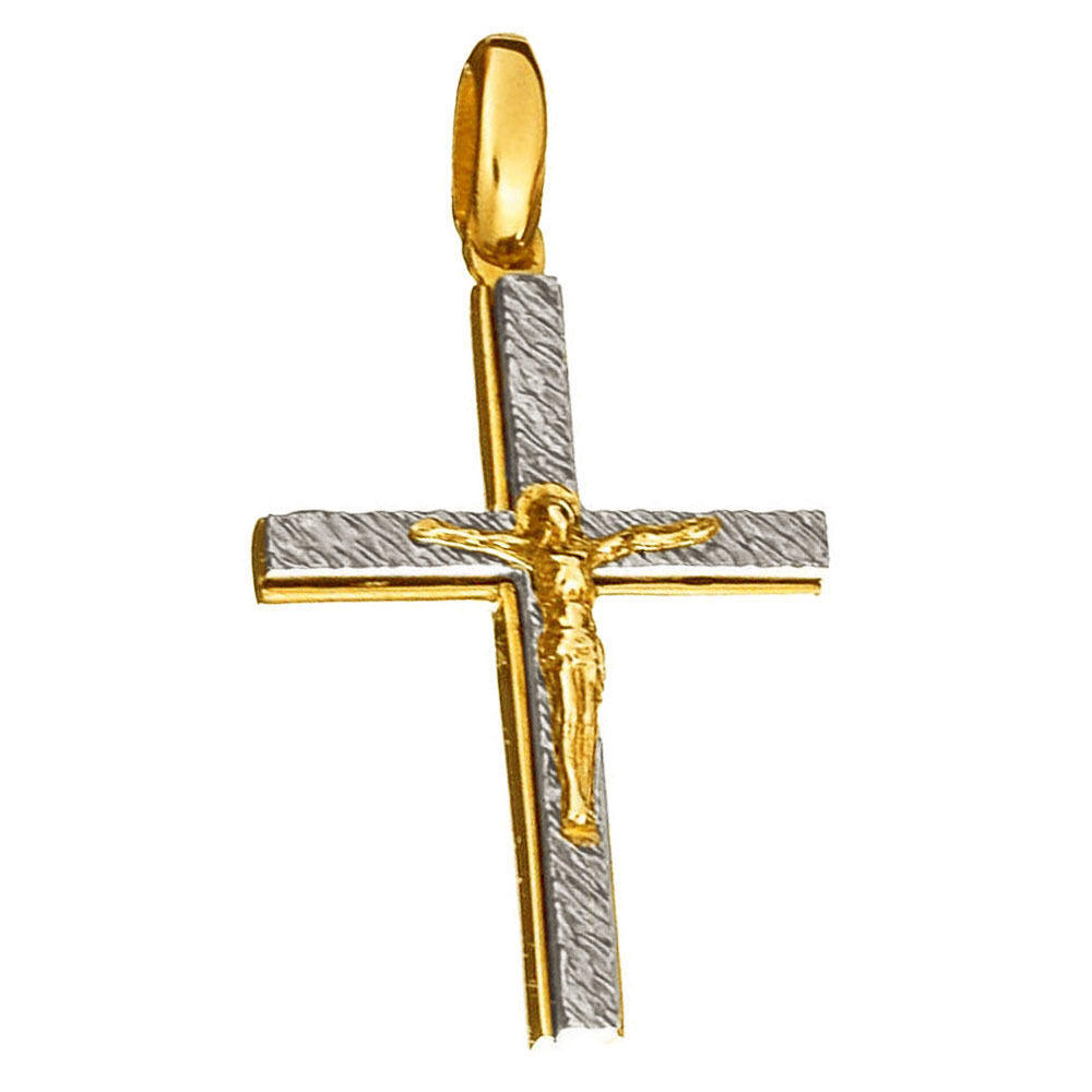 Σταυρός Διπλής Όψεως Δίχρωμος Χρυσός χωρίς αλυσίδα κ14 Gatsa κωδ ΣΤ0272
