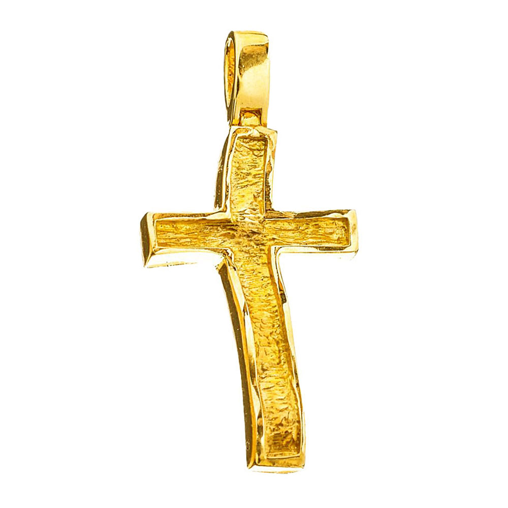Σταυρός Χειροποίητος Γυναικείος Κίτρινος Χρυσός χωρίς αλυσίδα κ14 Gatsa κωδ ΣΤ0110