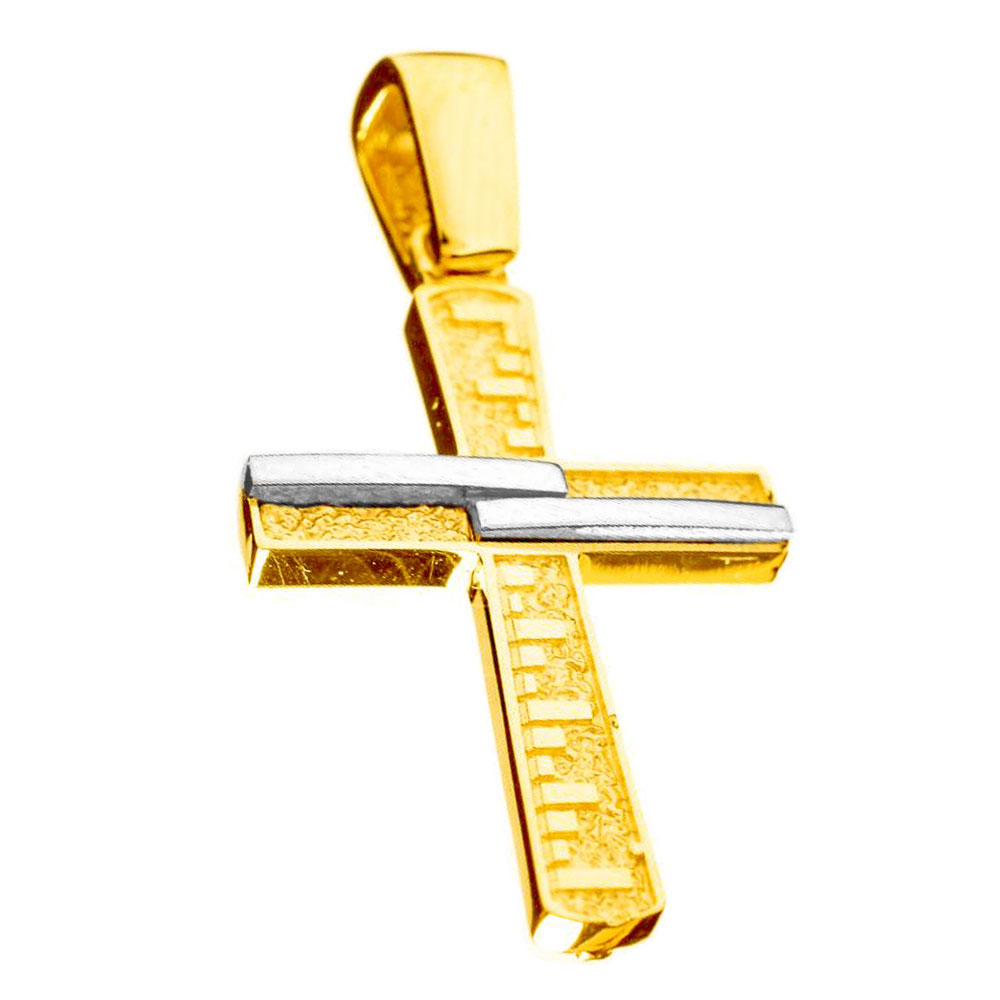 Σταυρός Ανδρικός Δίχρωμος Διπλής Όψεως χωρίς αλυσίδα κ14 Gatsa κωδ ΣΤ3700