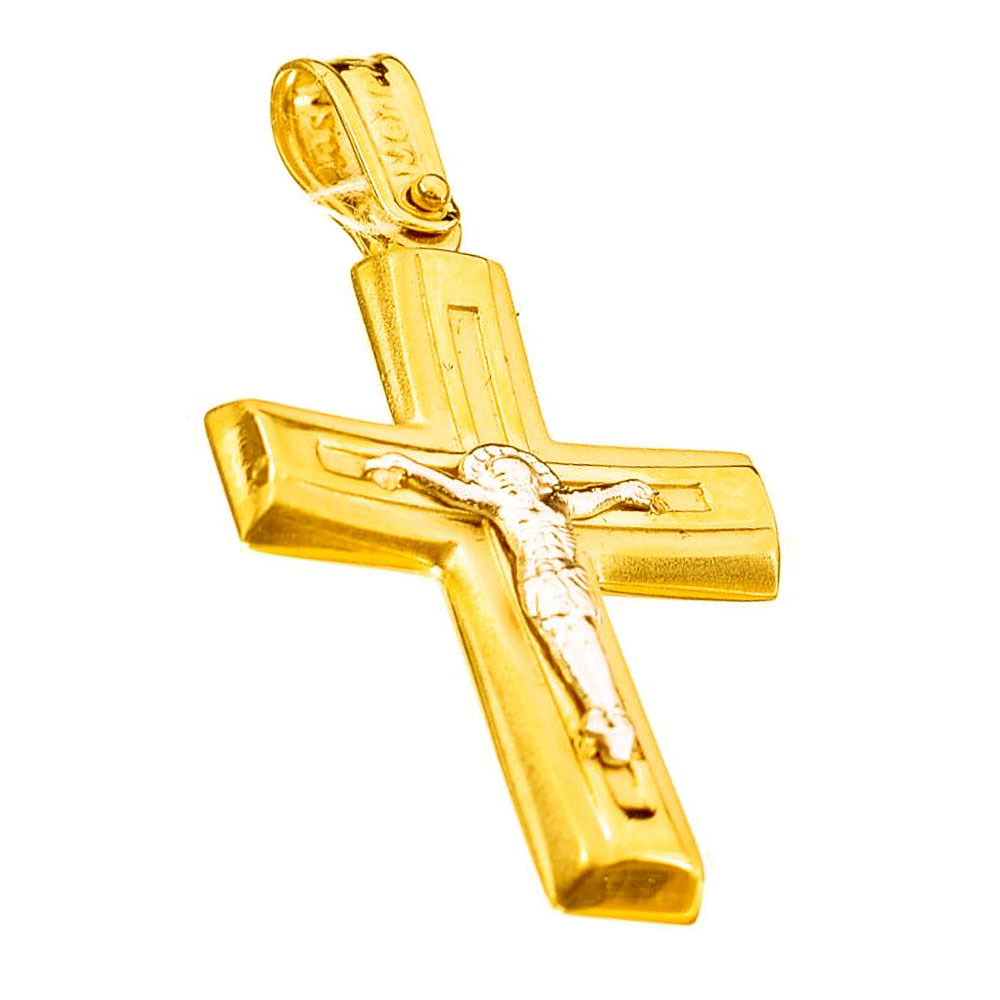 Σταυρός Ανδρικός Δίχρωμος με εσταυρωμένο χωρίς αλυσίδα κ14 Menekou κωδ ΣΤ4540