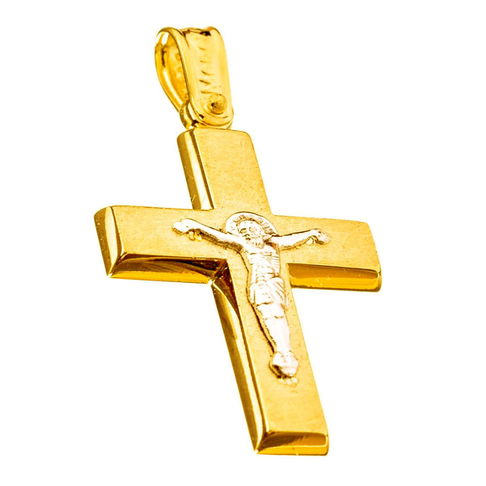 Σταυρός Ανδρικός Δίχρωμος με εσταυρωμένο χωρίς αλυσίδα κ14 Menekou κωδ ΣΤ4531