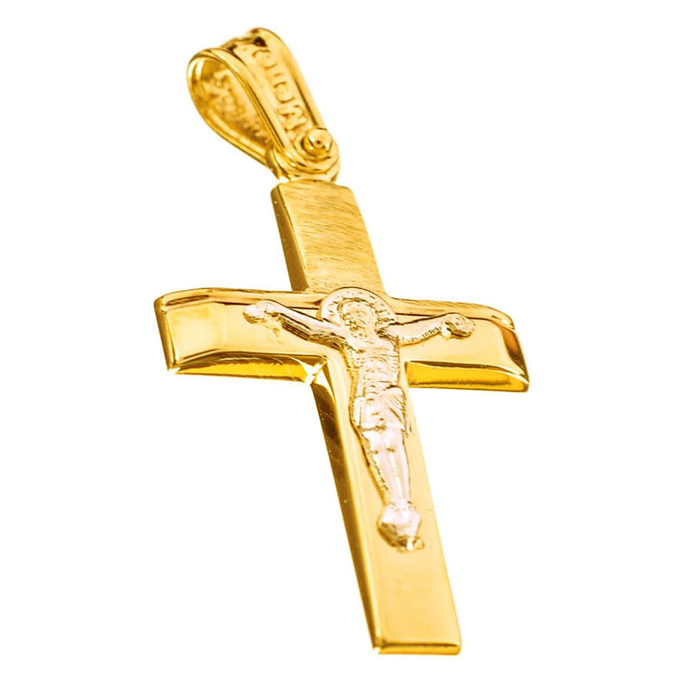 Σταυρός Ανδρικός Δίχρωμος με εσταυρωμένο χωρίς αλυσίδα κ14 Menekou κωδ ΣΤ4538