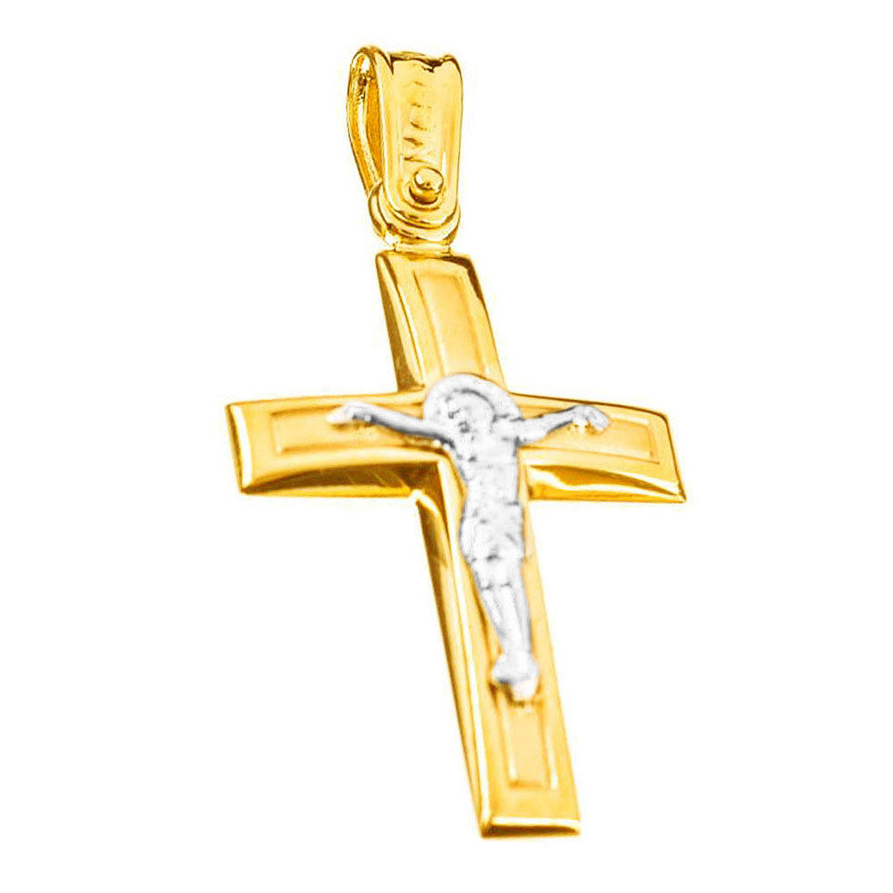 Σταυρός Ανδρικός Δίχρωμος με εσταυρωμένο χωρίς αλυσίδα κ14 Menekou κωδ ΣΤ4543