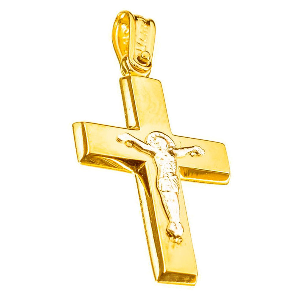 Σταυρός Ανδρικός Δίχρωμος με εσταυρωμένο χωρίς αλυσίδα κ14 Menekou κωδ ΣΤ4546