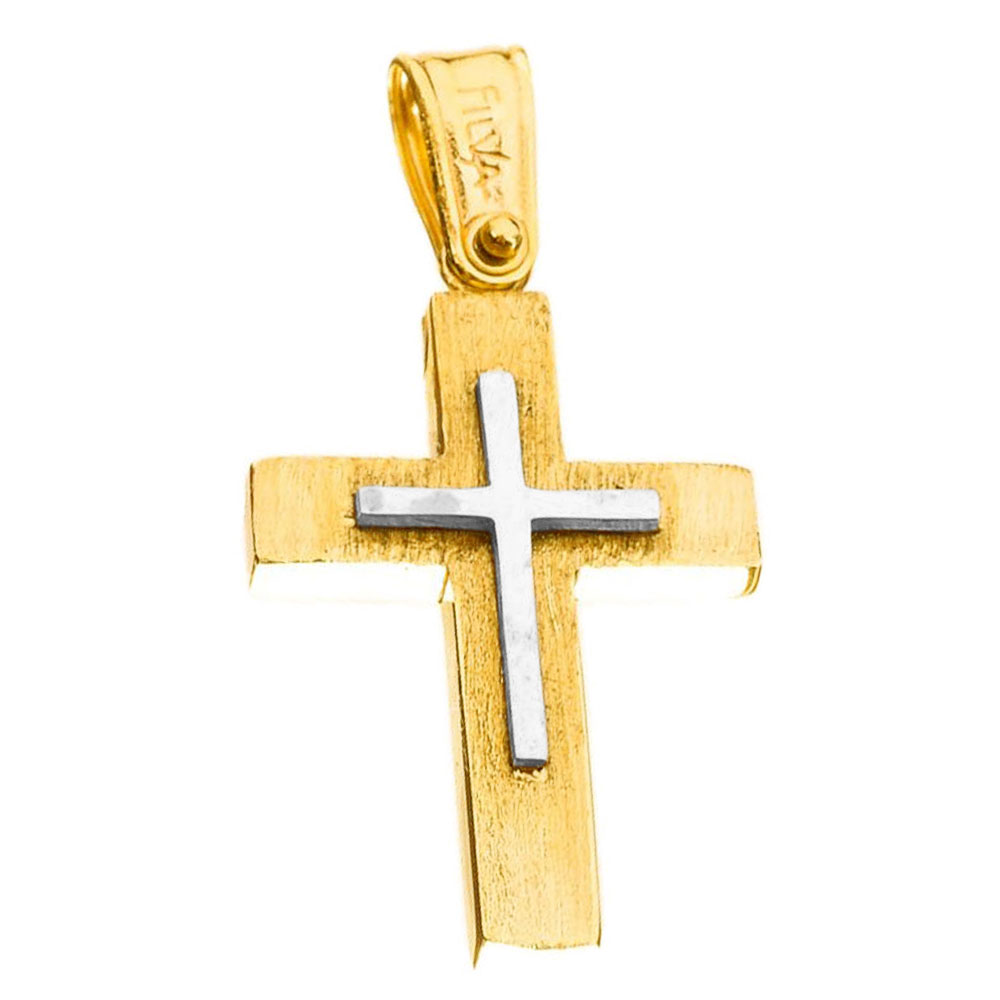 Σταυρός Ανδρικός Δίχρωμος χωρίς αλυσίδα κ14 Filva κωδ F19136