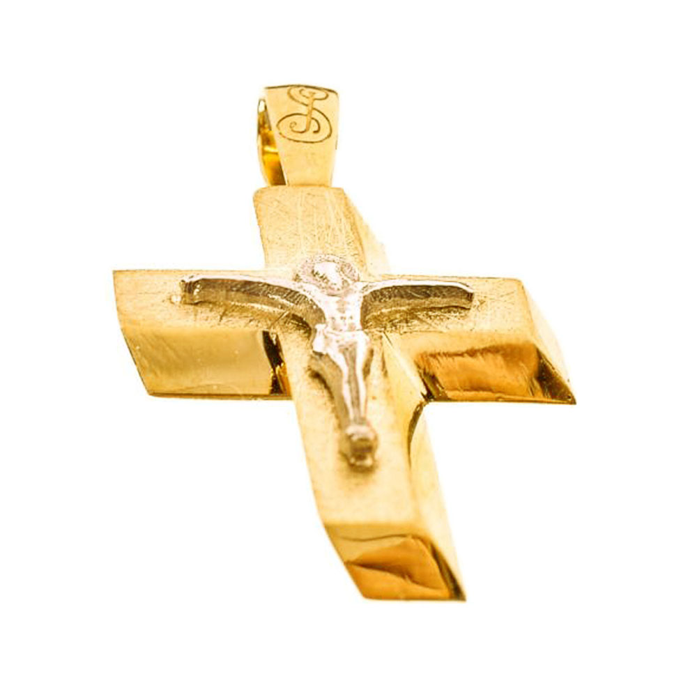 Σταυρός Ανδρικός Δίχρωμος Χρυσός χωρίς αλυσίδα κ14 Gatsa κωδ ΣΤ5199