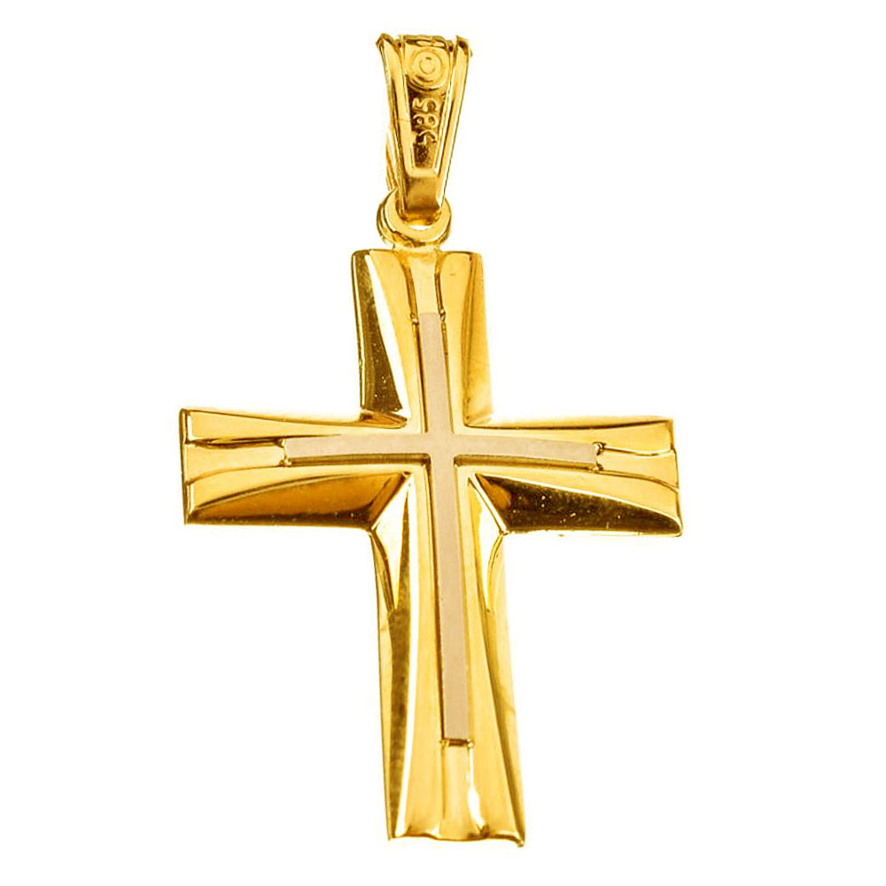 Σταυρός Ανδρικός Δίχρωμος Χρυσός χωρίς αλυσίδα κ14 Filva κωδ F02073