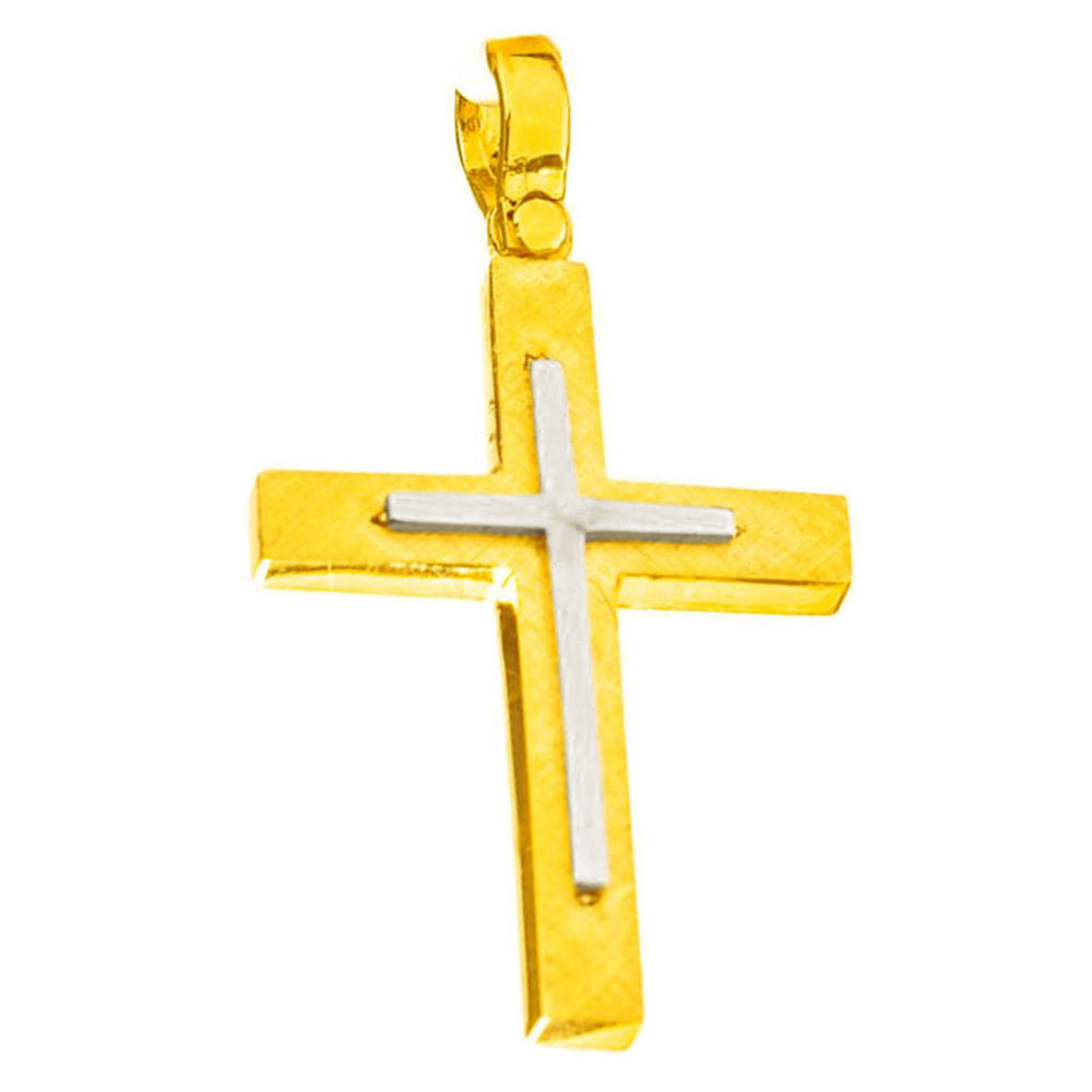 Σταυρός Ανδρικός Δίχρωμος Χρυσός χωρίς αλυσίδα κ14 Gatsa κωδ ΣΤΦΛ378