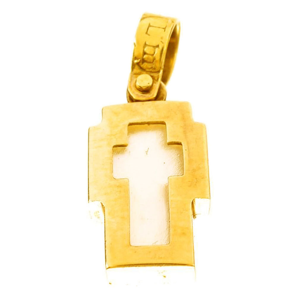 Σταυρός Μικρός Κίτρινος Χρυσός με Φίλντισι χωρίς αλυσίδα κ14 Gatsa κωδ ΣΤ5040