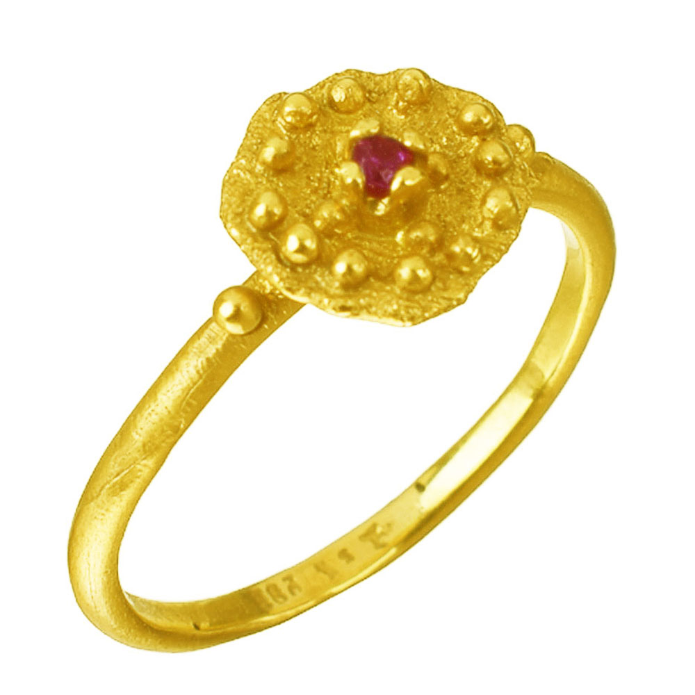 Δαχτυλίδι Χειροποίητο Κίτρινο Χρυσό με Ζιργκόν μωβ κ14 Νο 53,Gatsa κωδ ΔΑ5361