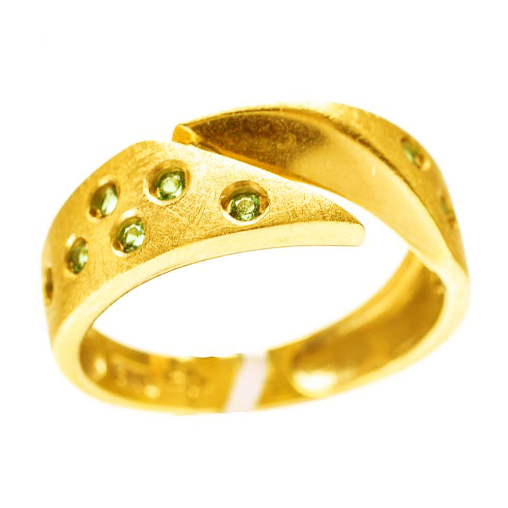 Δαχτυλίδι Χειροποίητο Κίτρινο Χρυσό με Ζιργκόν πράσινα κ14 Νο 52,Gatsa κωδ ΔΑ5360