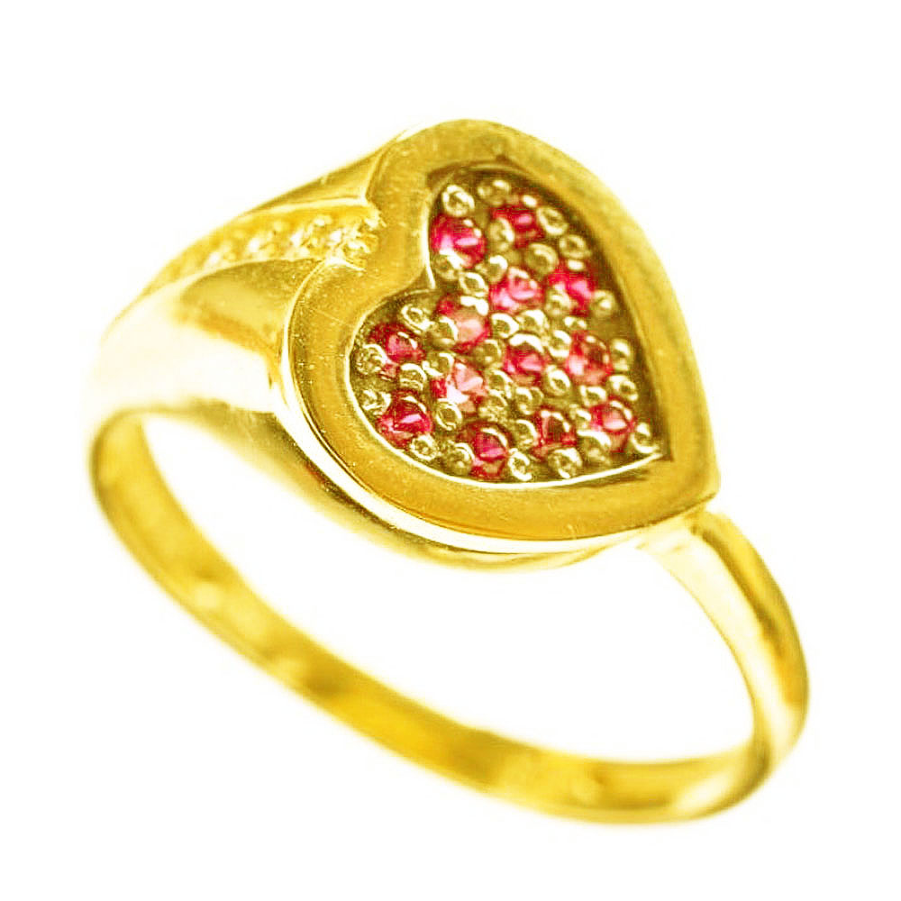 Δακτυλίδι σε Κίτρινο Χρυσό κ14 με κόκκινα ζιργκόν Chevallier No49,Gatsa ΔΤ5706
