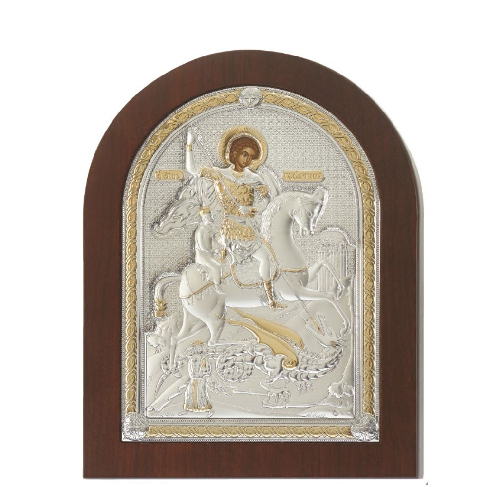 Εικόνα Ασημένια Άγιος Γεώργιος Χρυσό 18*24cm Prince, κωδ MA/E1530MX