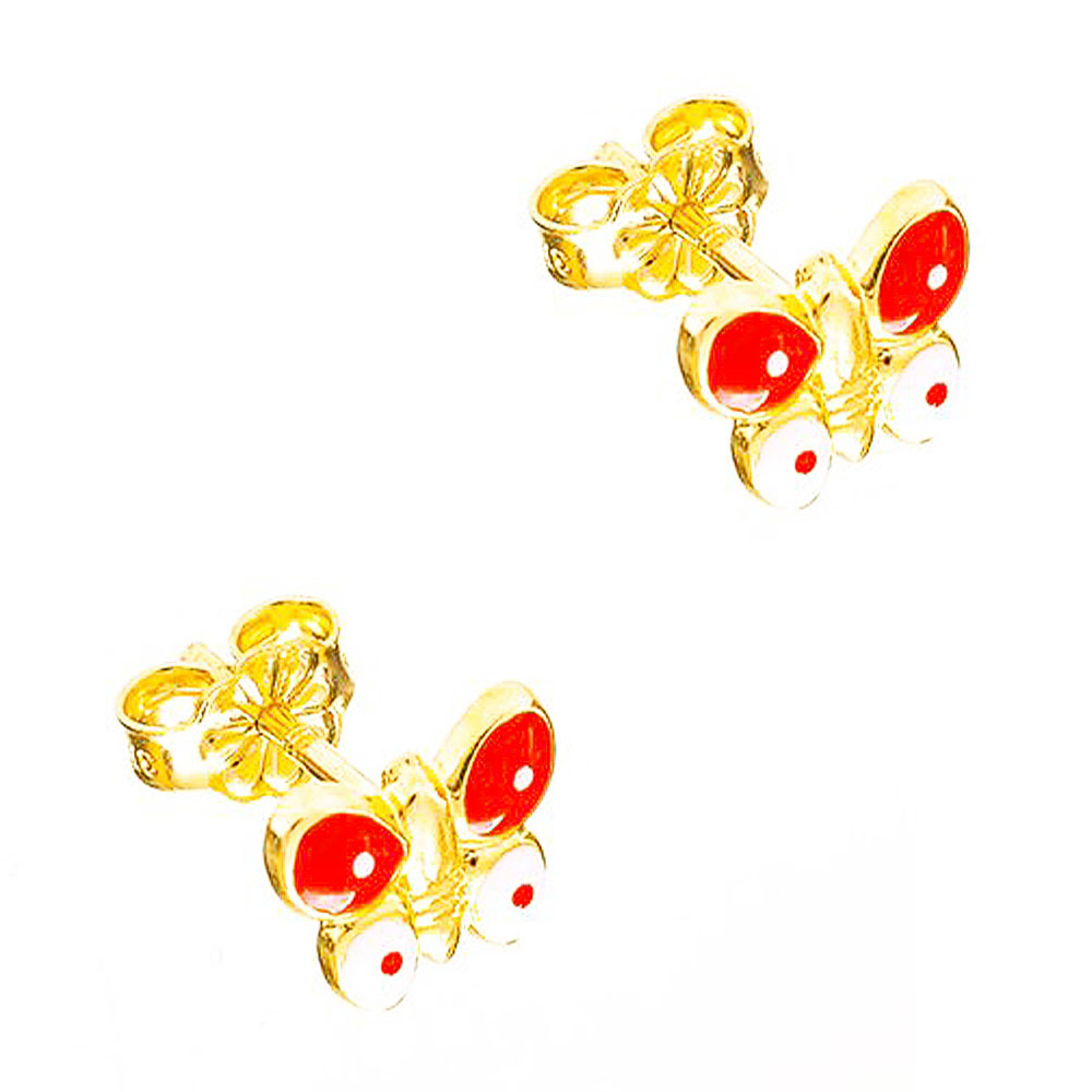 Σκουλαρίκια Παιδικά Κίτρινα Χρυσά Πεταλούδα με σμάλτο κ9 Gatsa κωδ ΣΚ0137