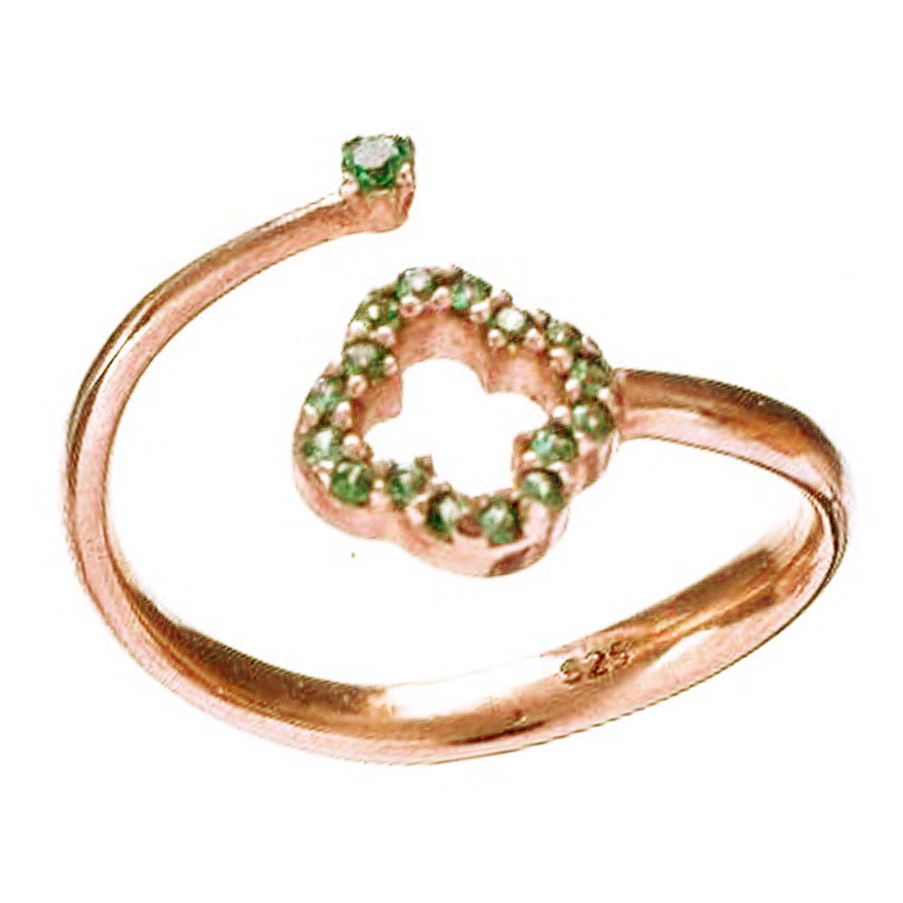 Δακτυλίδι Γυναικείο Ν52 Ροζ Επιχρυσωμένο 925 με πράσινα zirgon Gatsa ΔΤ1585